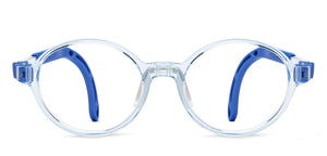 Transparent Blue Round Full Rim Kids Eyeglasses by Hooper-220060