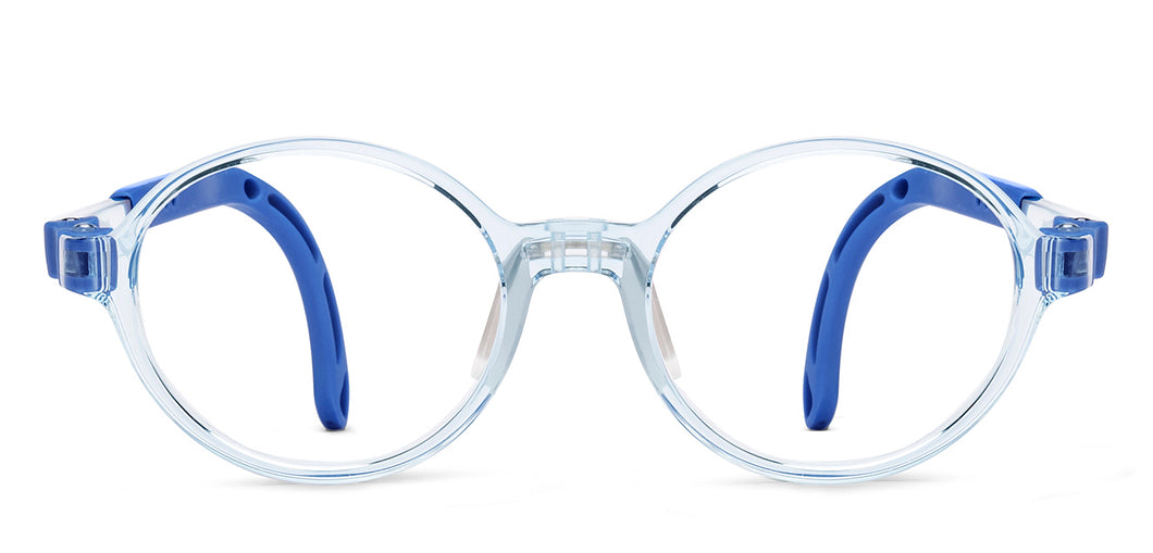 Transparent Blue Round Full Rim Kids Eyeglasses by Hooper-220060