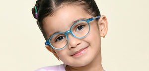 Transparent Blue Round Full Rim Kids Eyeglasses by Hooper-220064