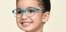 Load image into Gallery viewer, Transparent Blue Round Full Rim Kids Eyeglasses by Hooper-220064