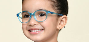 Transparent Blue Round Full Rim Kids Eyeglasses by Hooper-220064