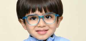 Transparent Blue Round Full Rim Kids Eyeglasses by Hooper-220064