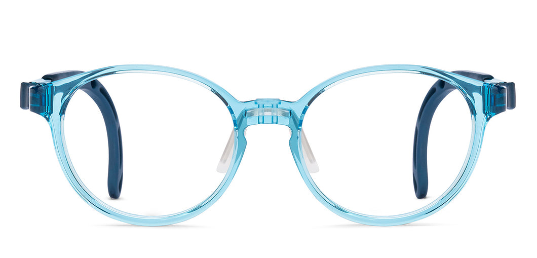 Transparent Blue Round Full Rim Kids Eyeglasses by Hooper-220064