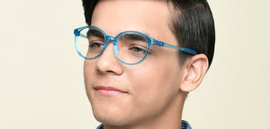 Transparent Blue Round Full Rim Kids Eyeglasses by Hooper-220066
