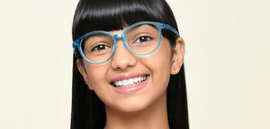 Transparent Blue Round Full Rim Kids Eyeglasses by Hooper-220066