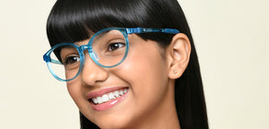 Transparent Blue Round Full Rim Kids Eyeglasses by Hooper-220066