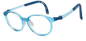 Transparent Blue Round Full Rim Kids Eyeglasses by Hooper-220066