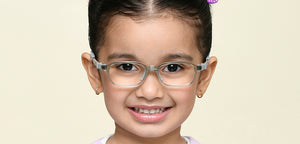 Transparent Grey Rectangle Full Rim Kids Eyeglasses by Hooper-220034