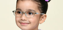 Load image into Gallery viewer, Transparent Grey Rectangle Full Rim Kids Eyeglasses by Hooper-220034