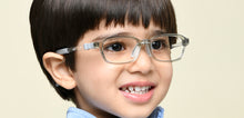 Load image into Gallery viewer, Transparent Grey Rectangle Full Rim Kids Eyeglasses by Hooper-220034