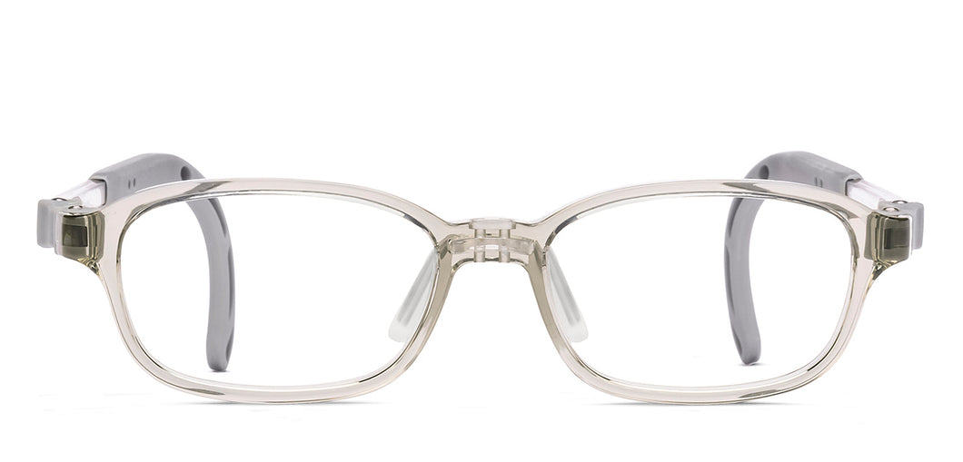 Transparent Grey Rectangle Full Rim Kids Eyeglasses by Hooper-220034