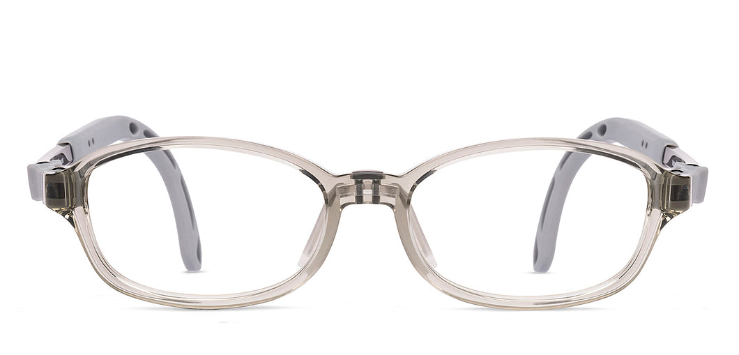 Transparent Grey Rectangle Full Rim Kids Eyeglasses by Hooper-220043