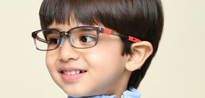 Transparent Grey Rectangle Full Rim Kids Eyeglasses by Hooper-220055