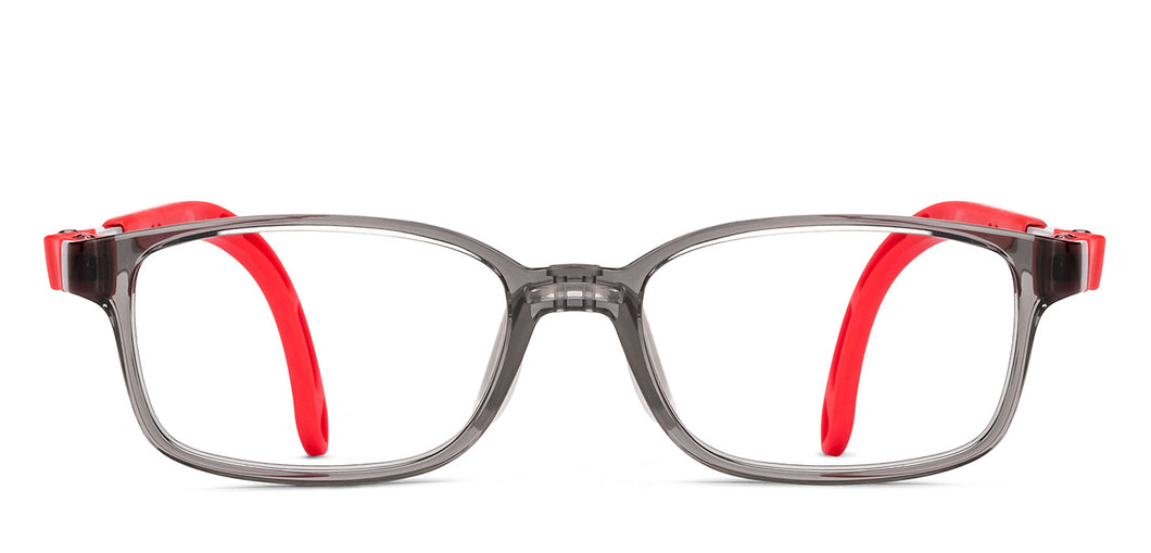 Transparent Grey Rectangle Full Rim Kids Eyeglasses by Hooper-220055