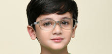 Load image into Gallery viewer, Transparent Grey Rectangle Full Rim Kids Eyeglasses by Hooper-220044