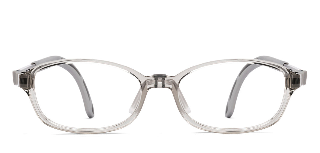 Transparent Grey Rectangle Full Rim Kids Eyeglasses by Hooper-220044