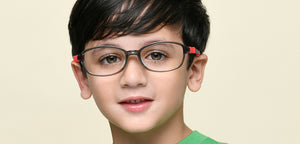 Transparent Grey Rectangle Full Rim Kids Eyeglasses by Hooper-220047