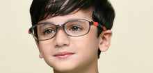 Load image into Gallery viewer, Transparent Grey Rectangle Full Rim Kids Eyeglasses by Hooper-220047