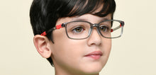 Load image into Gallery viewer, Transparent Grey Rectangle Full Rim Kids Eyeglasses by Hooper-220056