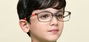 Transparent Grey Rectangle Full Rim Kids Eyeglasses by Hooper-220056