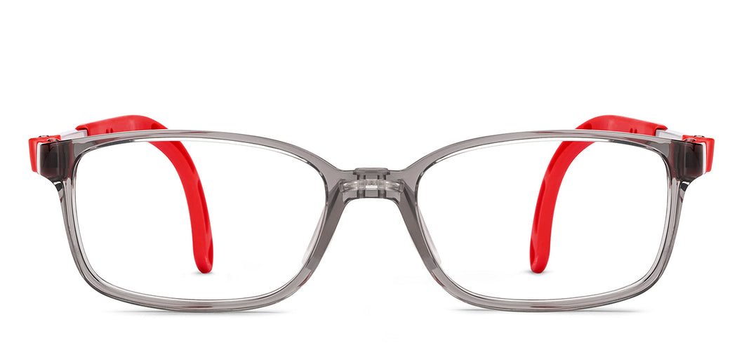 Transparent Grey Rectangle Full Rim Kids Eyeglasses by Hooper-220056
