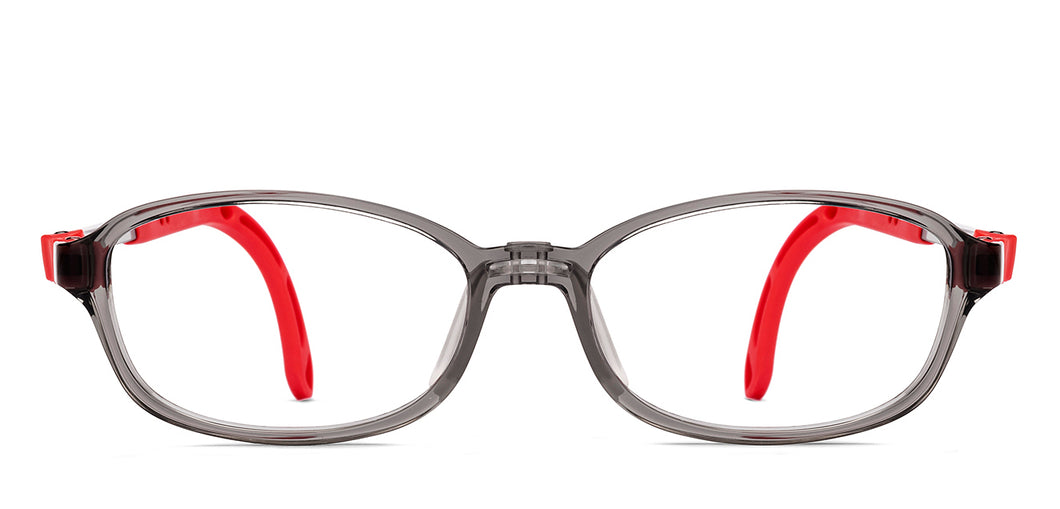 Transparent Grey Rectangle Full Rim Kids Eyeglasses by Hooper-220048