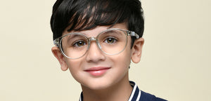 Transparent Grey Round Full Rim Kids Eyeglasses by Hooper-220071