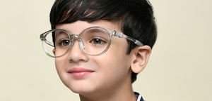 Transparent Grey Round Full Rim Kids Eyeglasses by Hooper-220071