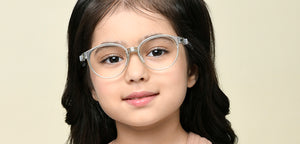 Transparent Grey Round Full Rim Kids Eyeglasses by Hooper-220071