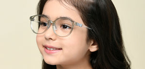 Transparent Grey Round Full Rim Kids Eyeglasses by Hooper-220071