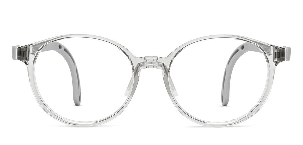 Transparent Grey Round Full Rim Kids Eyeglasses by Hooper-220071