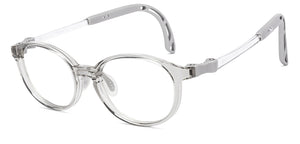 Transparent Grey Round Full Rim Kids Eyeglasses by Hooper-220071