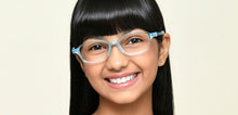 Load image into Gallery viewer, Transparent Sky Blue Rectangle Full Rim Kids Eyeglasses by Hooper-220042