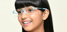 Load image into Gallery viewer, Transparent Sky Blue Rectangle Full Rim Kids Eyeglasses by Hooper-220042