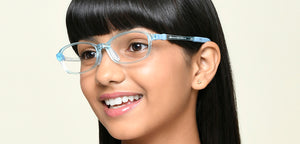 Transparent Sky Blue Rectangle Full Rim Kids Eyeglasses by Hooper-220042
