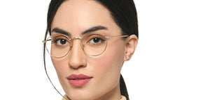 Gold Round Full Rim Unisex Eyeglasses by Le Petit Lunetier-216915