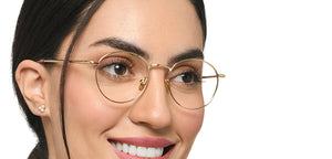 Gold Round Full Rim Unisex Eyeglasses by Le Petit Lunetier-216915