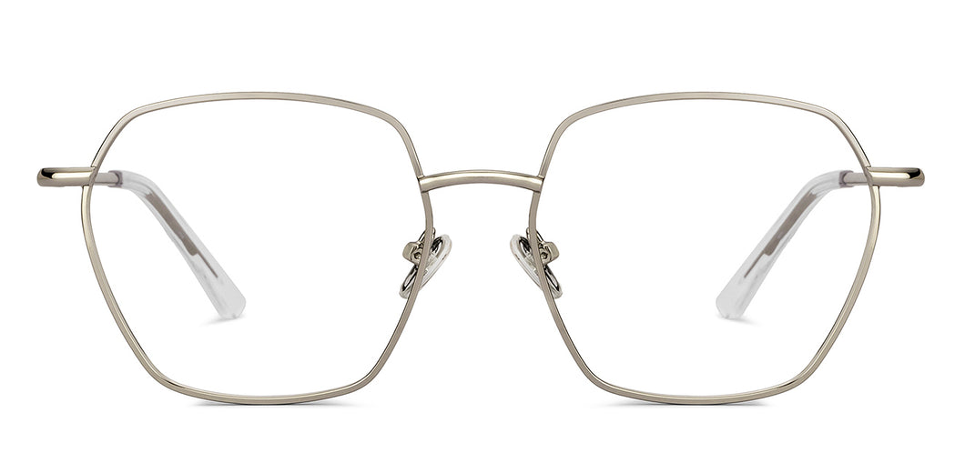 Silver Geometric Full Rim Unisex Eyeglasses by Le Petit Lunetier-216920