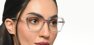 Grey Geometric Full Rim Unisex Eyeglasses by Le Petit Lunetier-216940