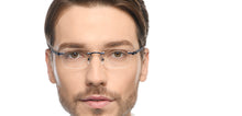 Load image into Gallery viewer, Blue Square Rimless Unisex Eyeglasses by Lenskart Air-211056