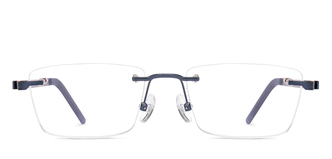 Matte Blue Square Rimless Unisex Eyeglasses by Lenskart Air-219354