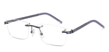 Load image into Gallery viewer, Matte Blue Square Rimless Unisex Eyeglasses by Lenskart Air-219354