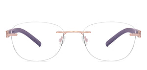Gold Round Rimless Unisex Eyeglasses by Lenskart Air-225552