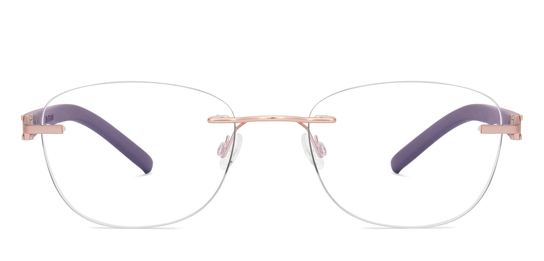 Gold Round Rimless Unisex Eyeglasses by Lenskart Air-225552