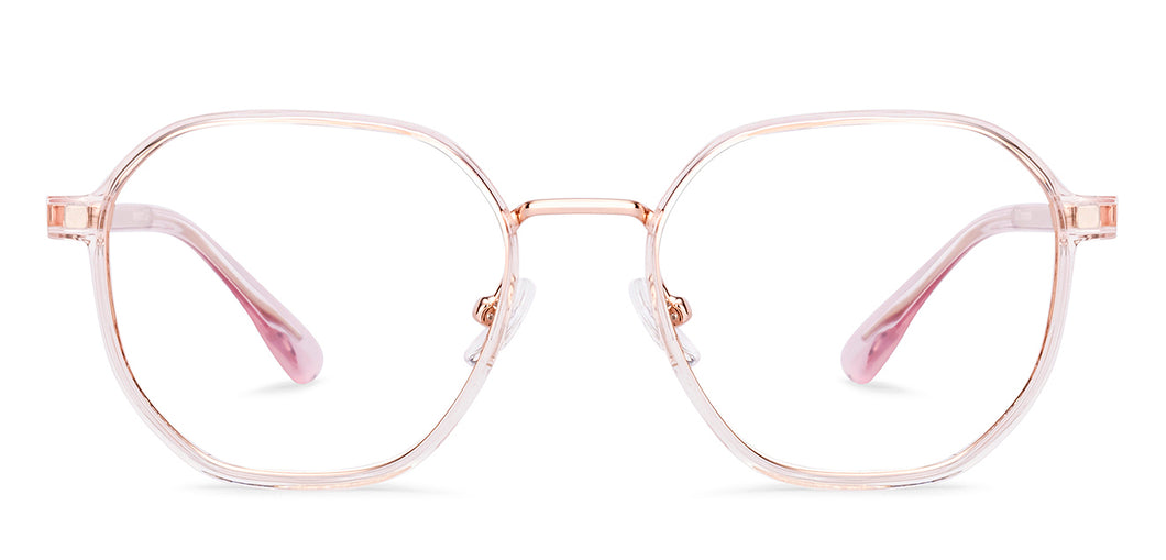 Transparent Pink Hexagonal Full Rim Unisex Clip-on Eyeglasses by Lenskart Air-228879