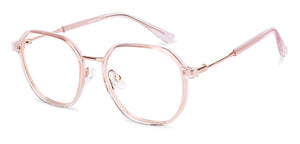 Transparent Pink Hexagonal Full Rim Unisex Clip-on Eyeglasses by Lenskart Air-228879