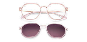 Transparent Pink Hexagonal Full Rim Unisex Clip-on Eyeglasses by Lenskart Air-228879