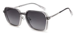 Clear Grey Square Full Rim Unisex Clip-on Eyeglasses by Lenskart Air-228880