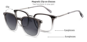 Clear Grey Square Full Rim Unisex Clip-on Eyeglasses by Lenskart Air-228889