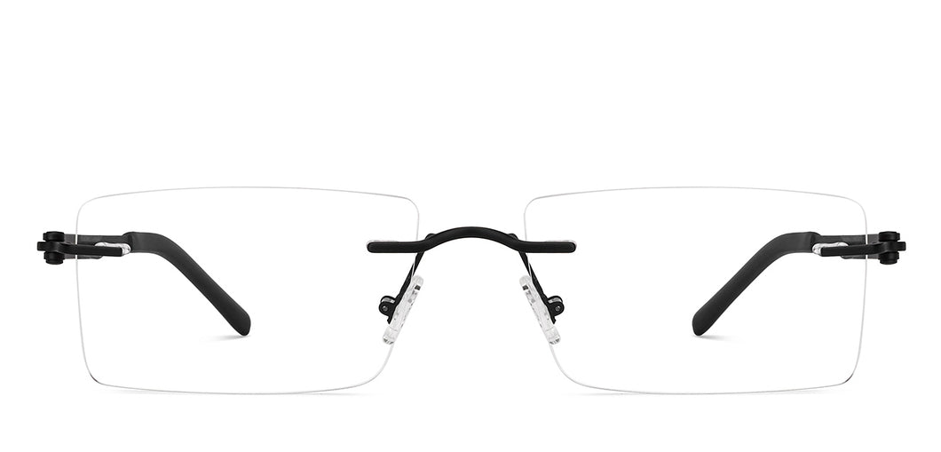 Black Rectangle Rimless Unisex Eyeglasses by Lenskart Air-229481